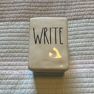 Write Rae Dunn pencil cup